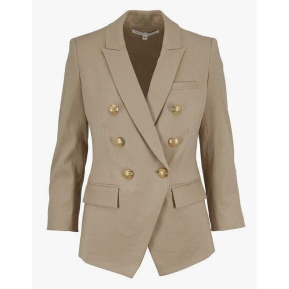 Veronica Beard | Empire Khaki Linen & Cotton Dickey Blazer | Size 2 - Picture 2 of 12